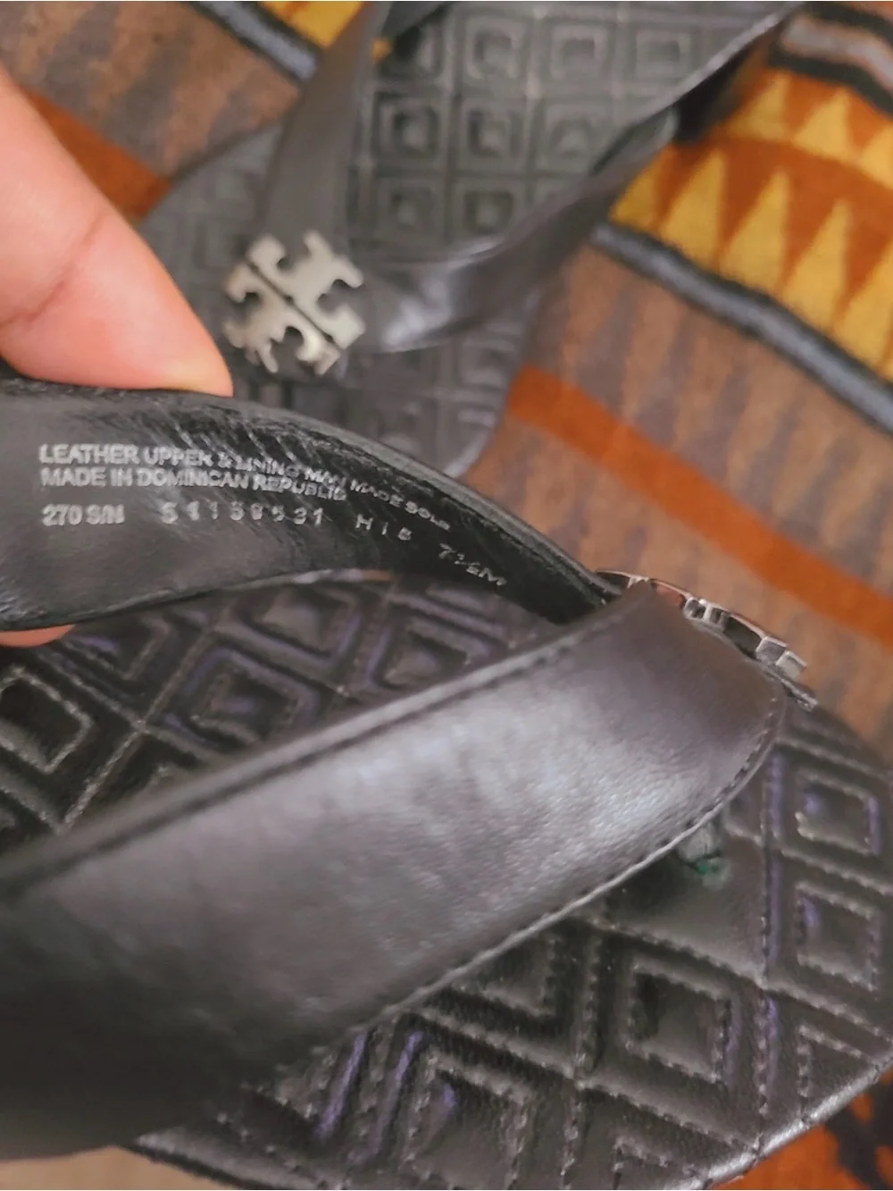 Tory Burch Maybell Black Leather Block-Heel Thong Sandals Sz 7.5